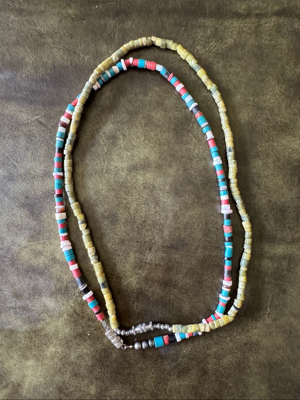 Multicolor Turquoise + Coral Heishi Bead Necklace - Women Jewelry